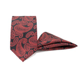 ROYAL RED SWIRL TIE AND POCKET SQUARE SET